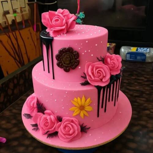 Gâteau Floral Pink Drip